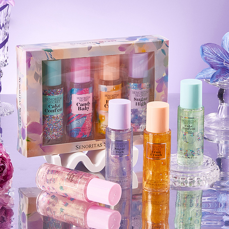 4PCS 75ml*4 Eau De Parfum Florals Vücut Spreyi Kadın Meyveli 75ml Vücut Mist Hediye Seti